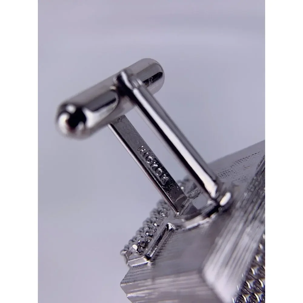 Abstract Comic Book Bubble Mesh Wrap Cufflinks Blue Silver Tone Hickok VTG O1